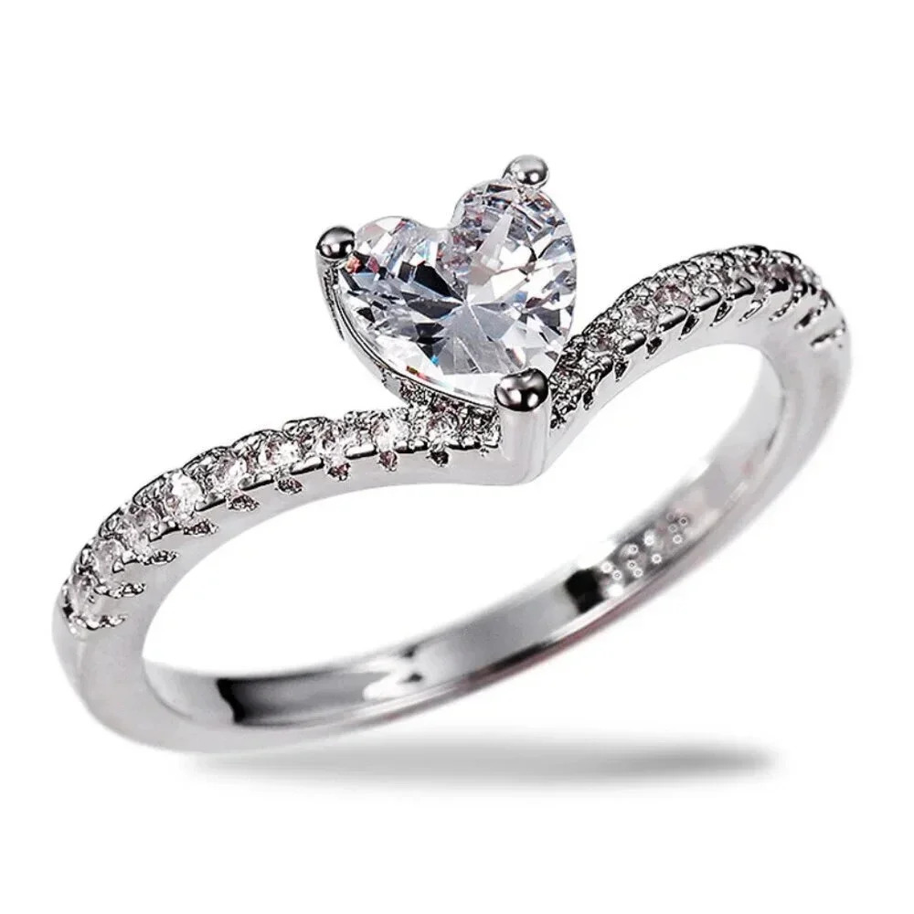 🎁 Sweet Pure CZ Cubic Twisted Lovely Diamonds Heart Rings for Women,MARR9071